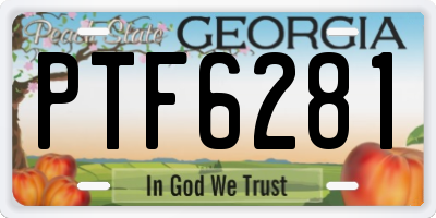 GA license plate PTF6281