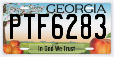 GA license plate PTF6283
