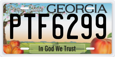 GA license plate PTF6299