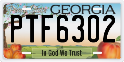 GA license plate PTF6302