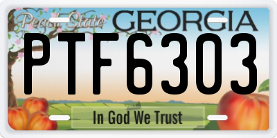 GA license plate PTF6303