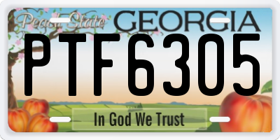 GA license plate PTF6305