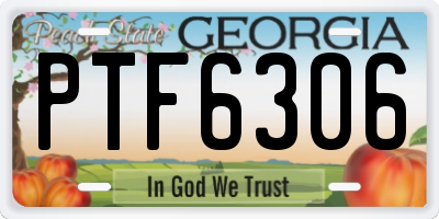 GA license plate PTF6306
