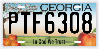GA license plate PTF6308
