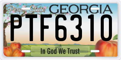 GA license plate PTF6310