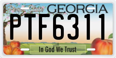 GA license plate PTF6311