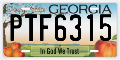 GA license plate PTF6315
