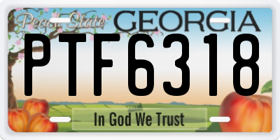 GA license plate PTF6318