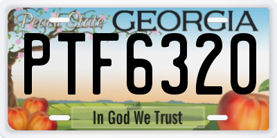 GA license plate PTF6320
