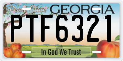 GA license plate PTF6321
