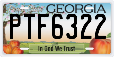 GA license plate PTF6322