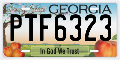 GA license plate PTF6323