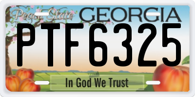 GA license plate PTF6325