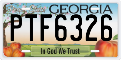 GA license plate PTF6326
