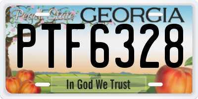 GA license plate PTF6328