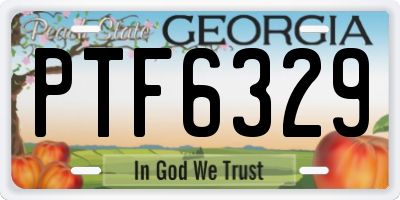 GA license plate PTF6329