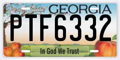 GA license plate PTF6332
