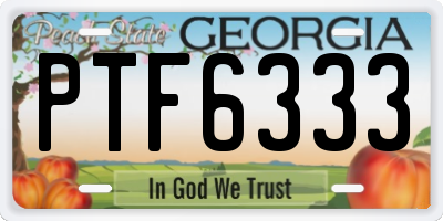 GA license plate PTF6333