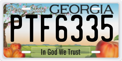 GA license plate PTF6335
