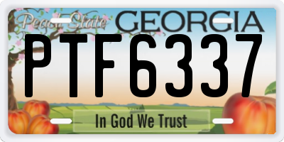 GA license plate PTF6337