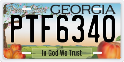 GA license plate PTF6340