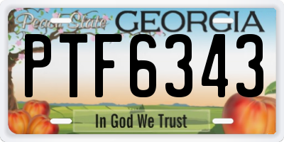 GA license plate PTF6343