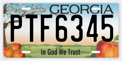 GA license plate PTF6345