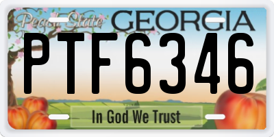 GA license plate PTF6346