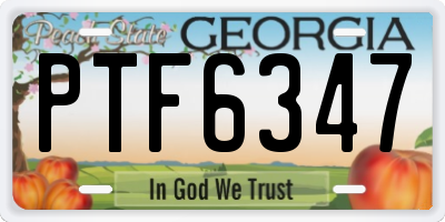 GA license plate PTF6347