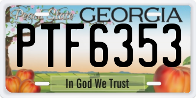 GA license plate PTF6353