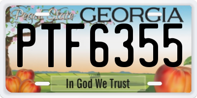 GA license plate PTF6355