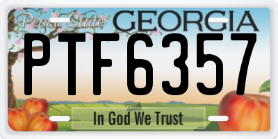 GA license plate PTF6357