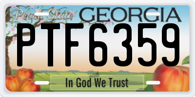 GA license plate PTF6359