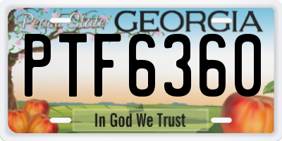 GA license plate PTF6360