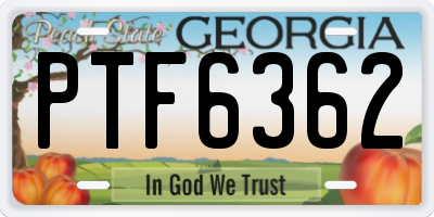 GA license plate PTF6362