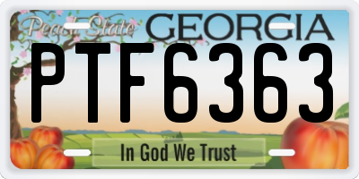 GA license plate PTF6363