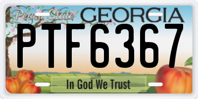 GA license plate PTF6367