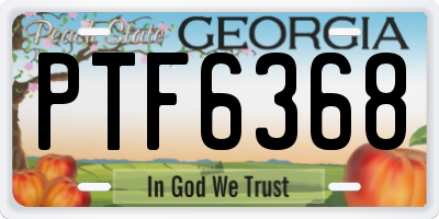 GA license plate PTF6368