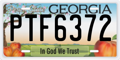 GA license plate PTF6372