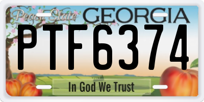 GA license plate PTF6374