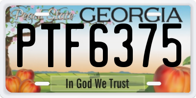 GA license plate PTF6375