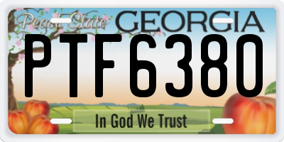 GA license plate PTF6380