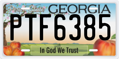 GA license plate PTF6385