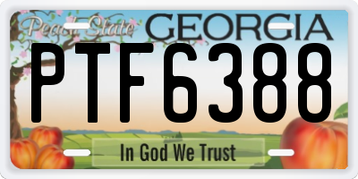 GA license plate PTF6388