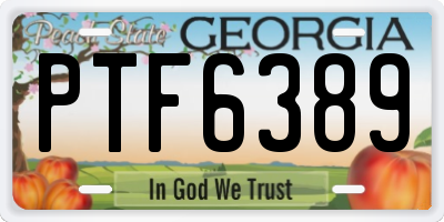 GA license plate PTF6389