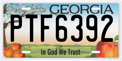 GA license plate PTF6392