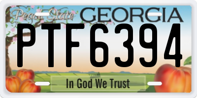 GA license plate PTF6394