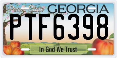 GA license plate PTF6398