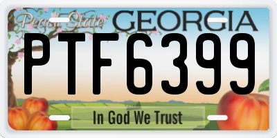 GA license plate PTF6399