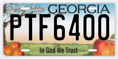 GA license plate PTF6400